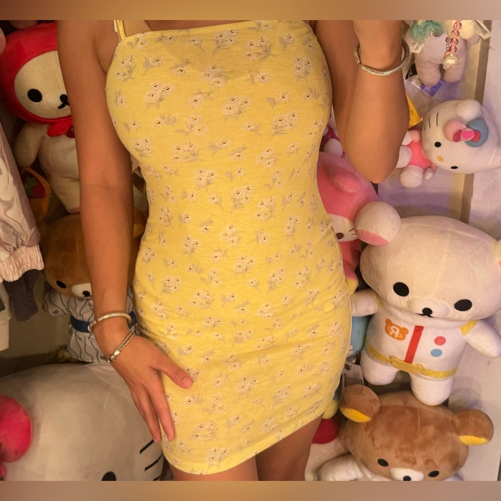 SHEIN Yellow floral mini dress